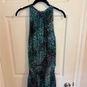 Ramy Brook Blue and Black Halter Sheath Dress